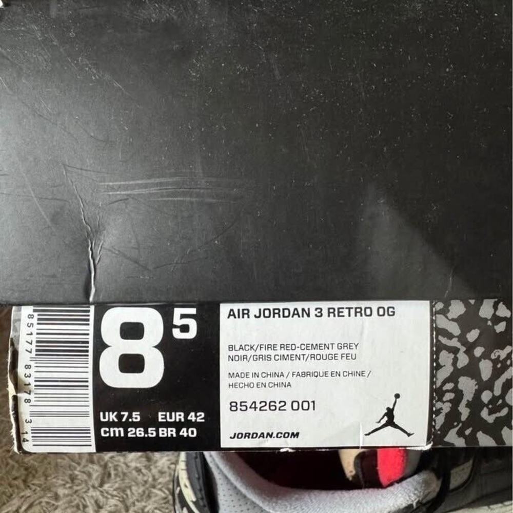 Size  Jordan 3 Retro OG Mid Black Cement
